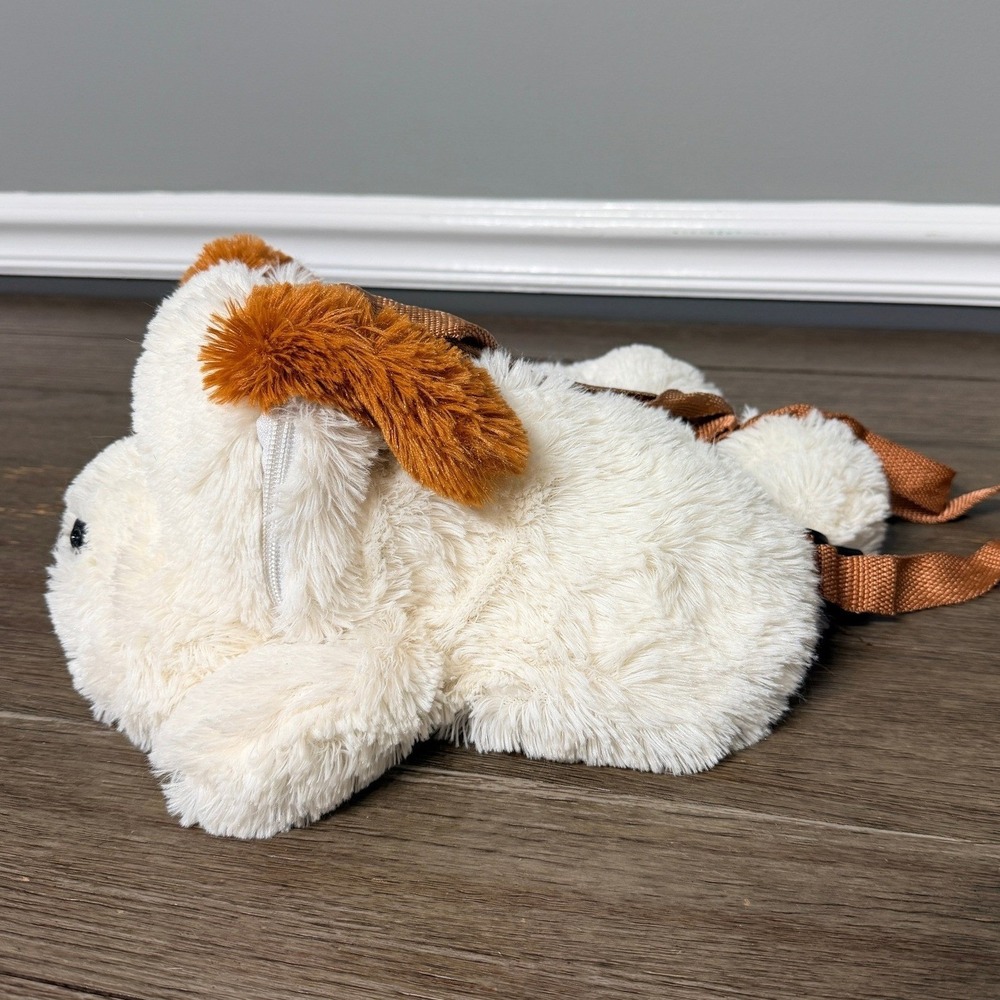 Backpacker's Pantry Kids Plush Stuffed Dog Backpack Cream Brown Puppy Zipper Bag